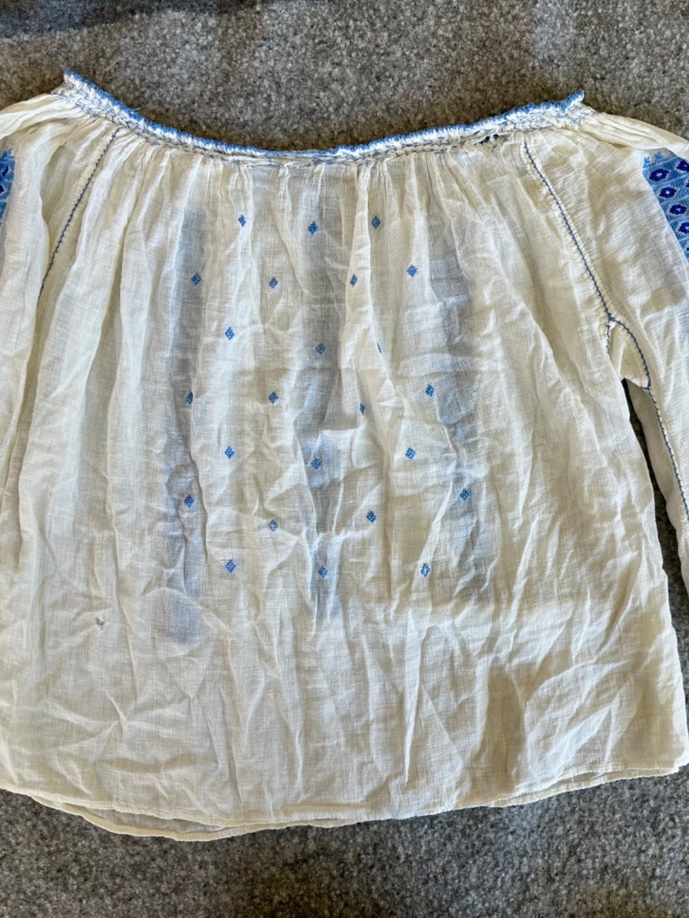 Handstitched Blue White Blouse - Picture 5 of 5